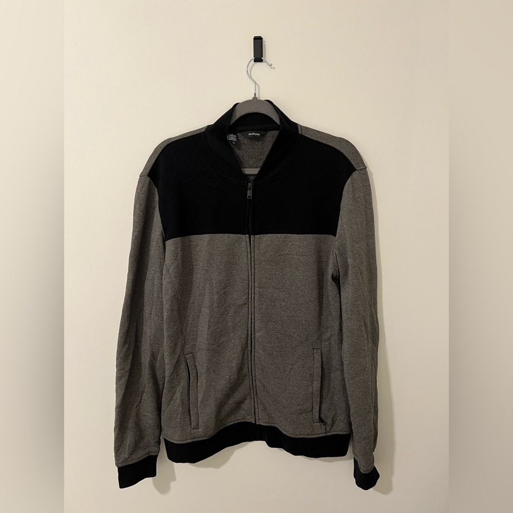 Alfani Men's Two-Tone Zip-Up Sweater